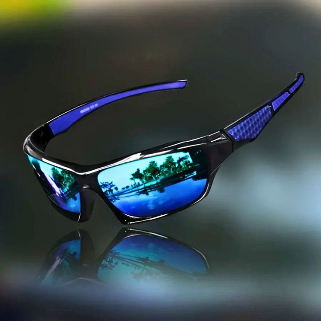Polarized Shield Sport Sunglasses Mirrored UV400 Wrap - Blue