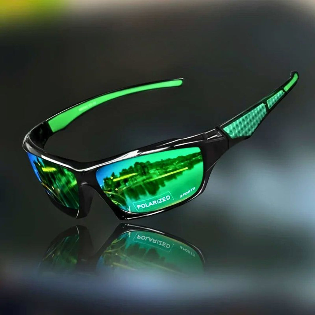 Polarized Shield Sport Sunglasses Mirrored UV400 Wrap - Green