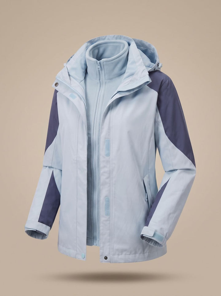 Women's 2-in-1 Hooded Softshell Fleece Outdoor Jacket - Men's Outdoor Jacket Light Blue