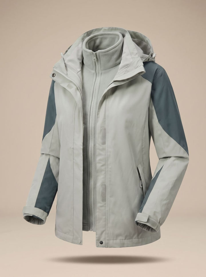 Women's 2-in-1 Hooded Softshell Fleece Outdoor Jacket - Women's Softshell Jacket Pea Green