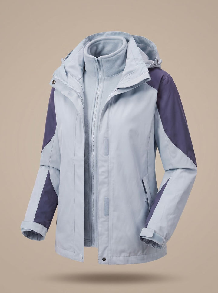 Women's 2-in-1 Hooded Softshell Fleece Outdoor Jacket - Women's Light Blue (Style 1312L)