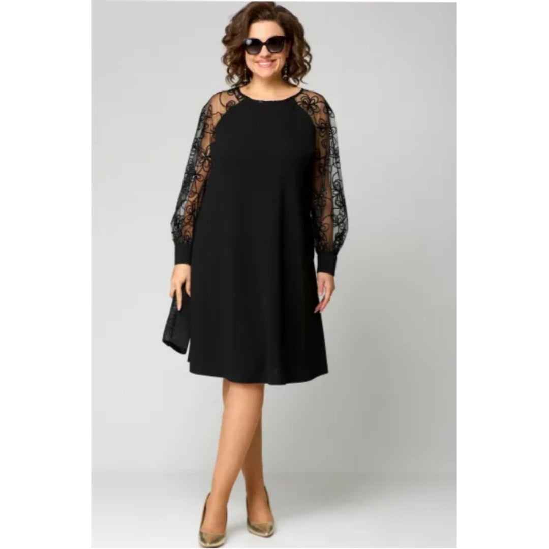 Women's A-Line Lace Sleeve Midi Formal Dresses Plus Size