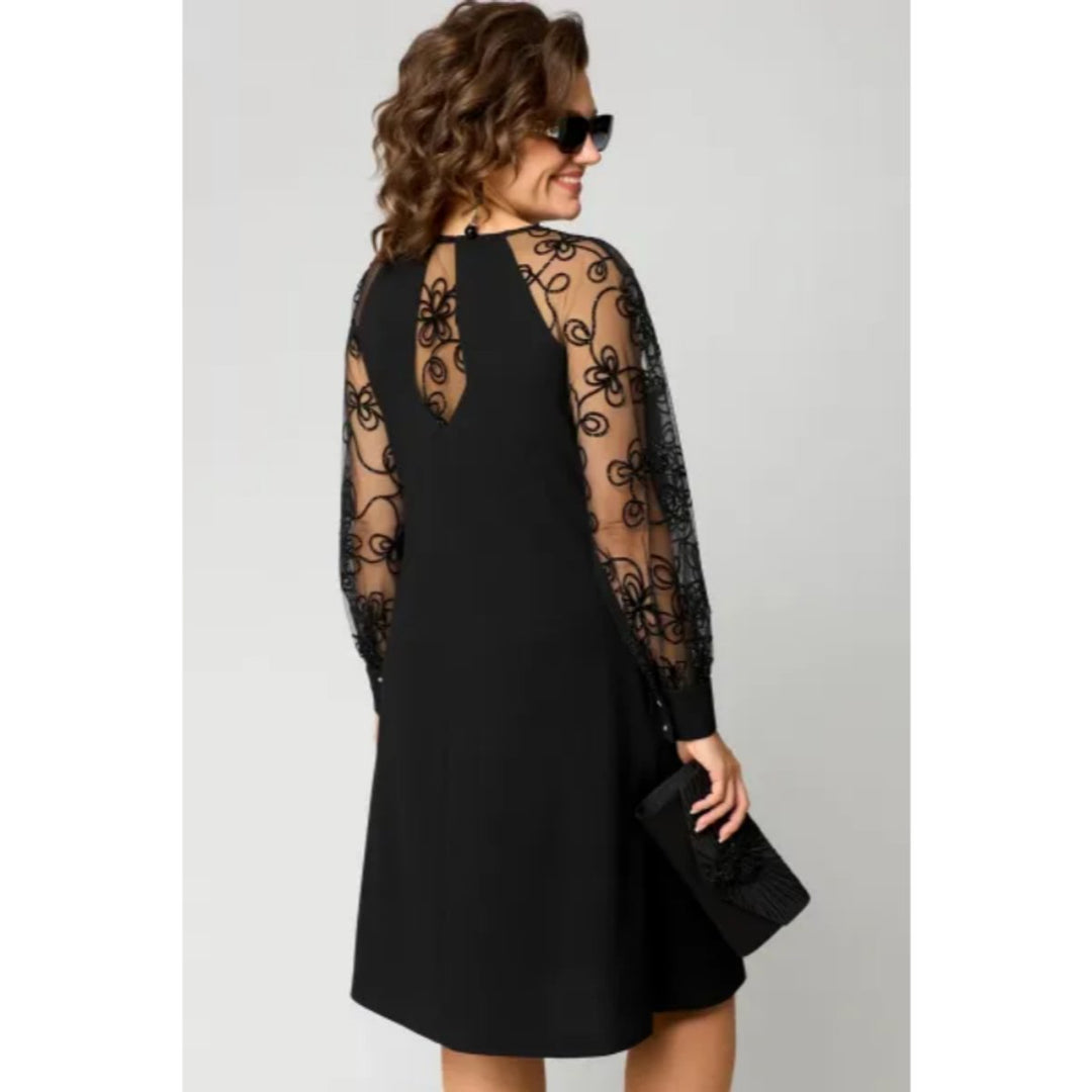 Women's A-Line Lace Sleeve Midi Formal Dresses Plus Size
