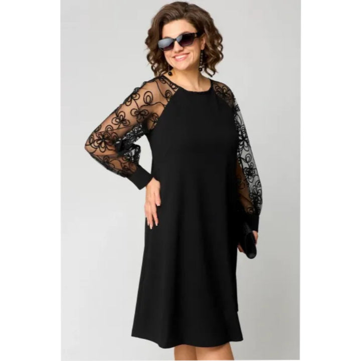 Women's A-Line Lace Sleeve Midi Formal Dresses Plus Size