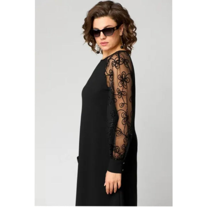 Women's A-Line Lace Sleeve Midi Formal Dresses Plus Size