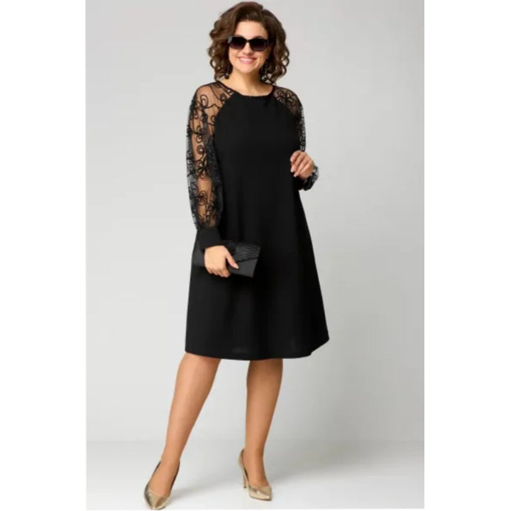 Women's A-Line Lace Sleeve Midi Formal Dresses Plus Size