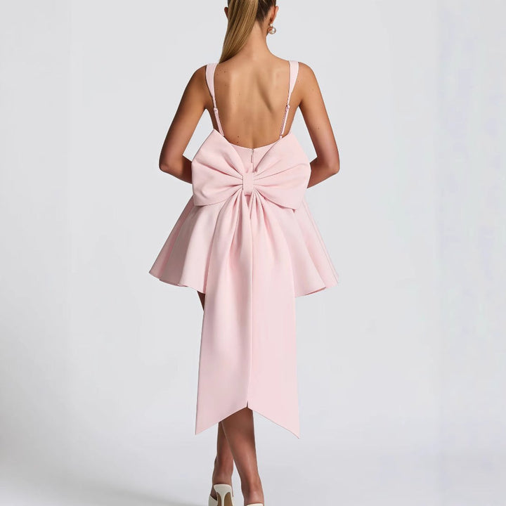 Women's A-Line Square-Neck Oversized Bow Cocktail Dress