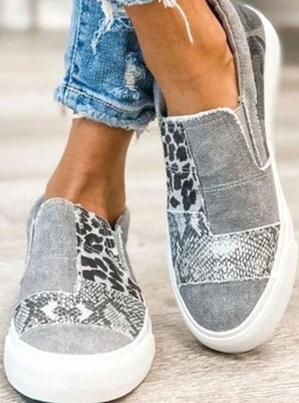 Women's Animal Print Slip-On Canvas Sneakers