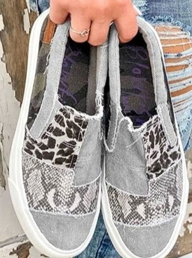 Women's Animal Print Slip-On Canvas Sneakers
