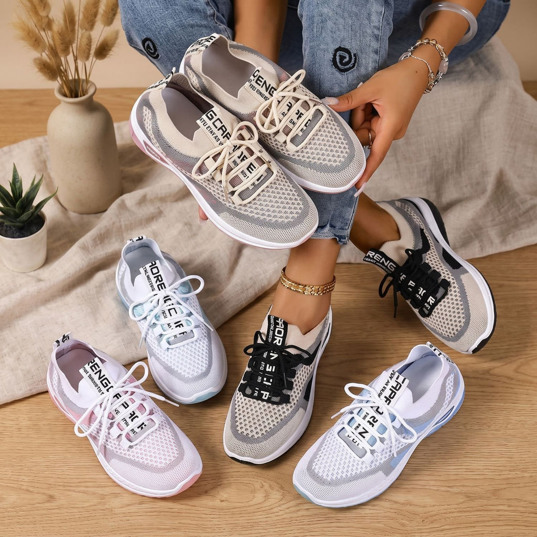 Women's Arch Support Lace-Up Breathable Mesh Walking Shoes