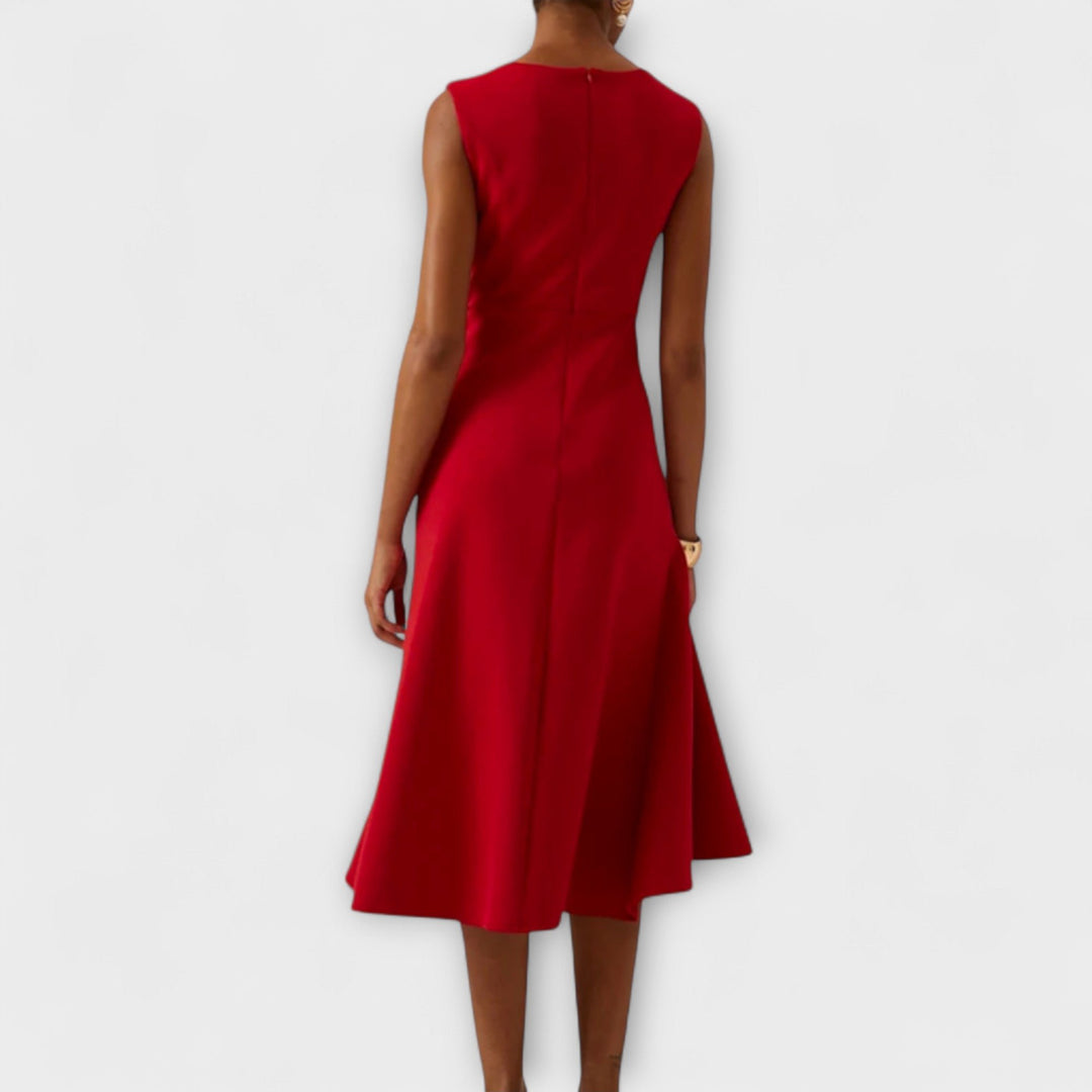 Women's Asymmetric Sleeveless Draped Midi Dress