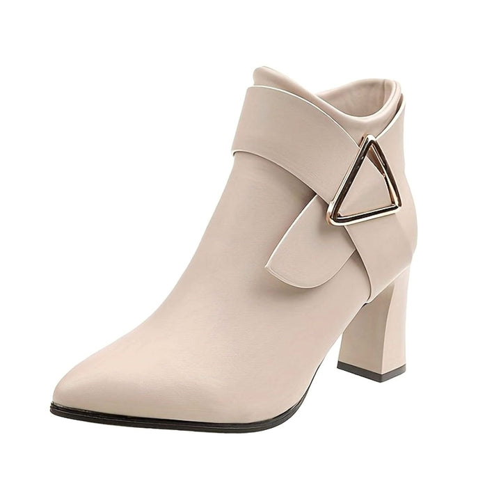 Women's Black Ankle Boots Pointed-Toe Block Heel Booties