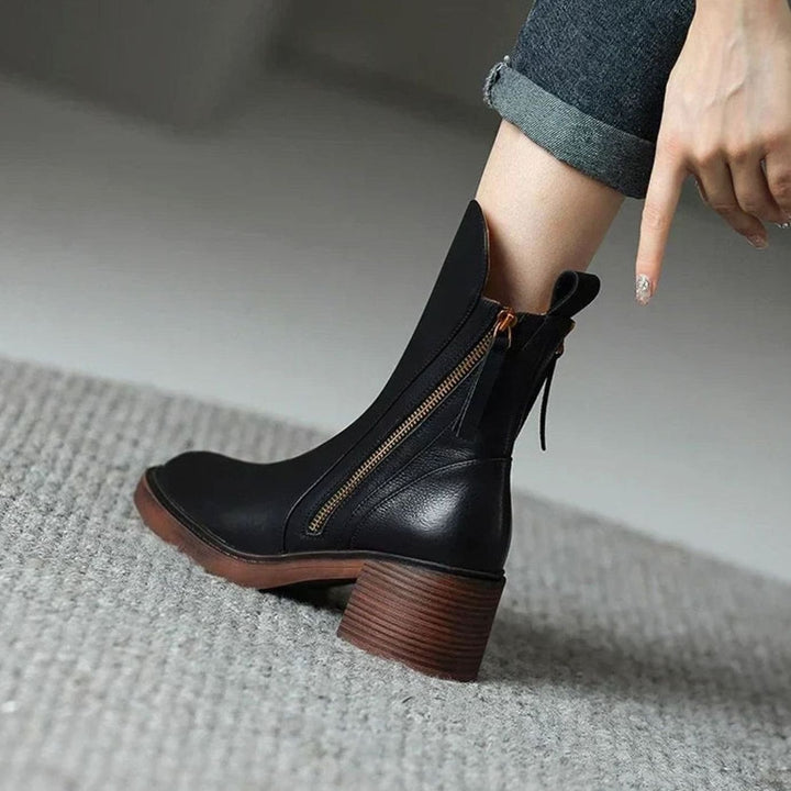 Women's Block Heel Zip-Up Ankle Boots