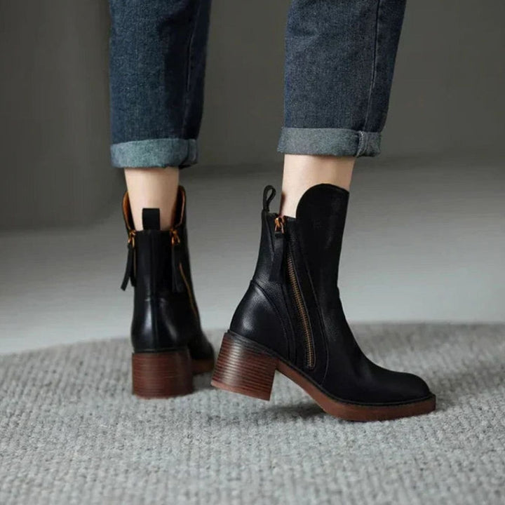 Women's Block Heel Zip-Up Ankle Boots
