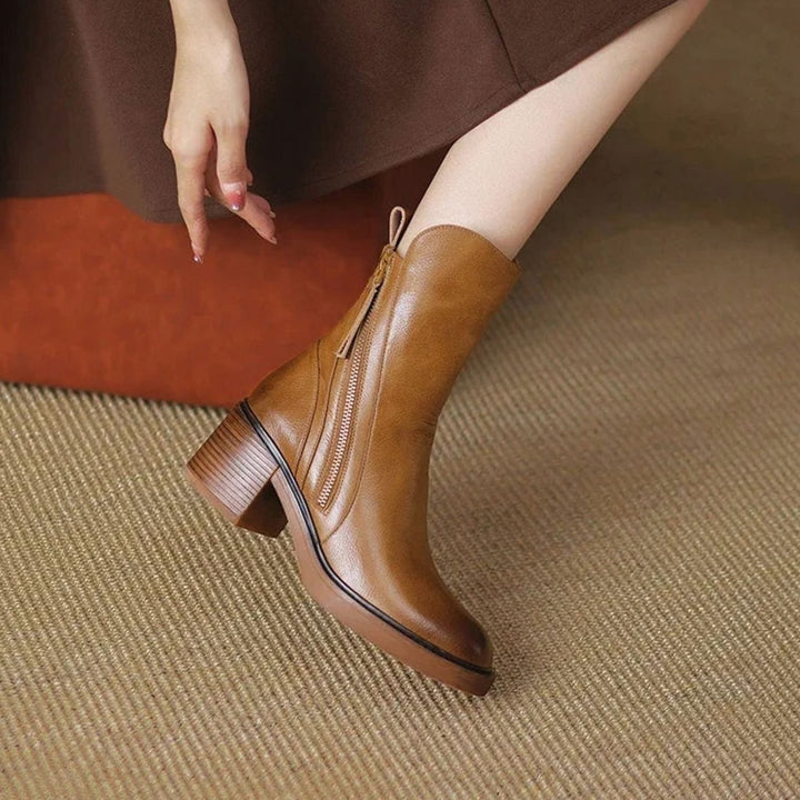Women's Block Heel Zip-Up Ankle Boots