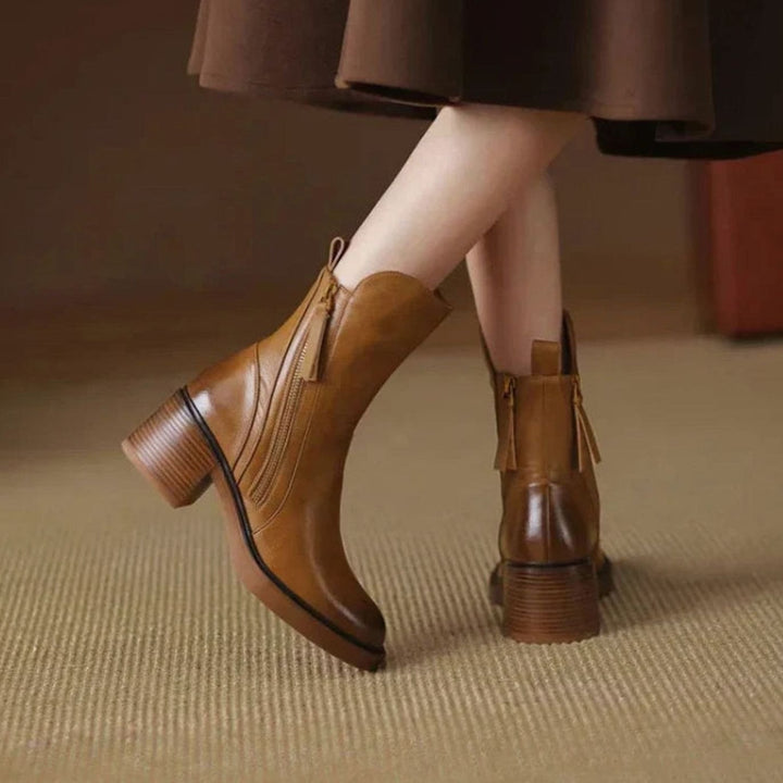 Women's Block Heel Zip-Up Ankle Boots