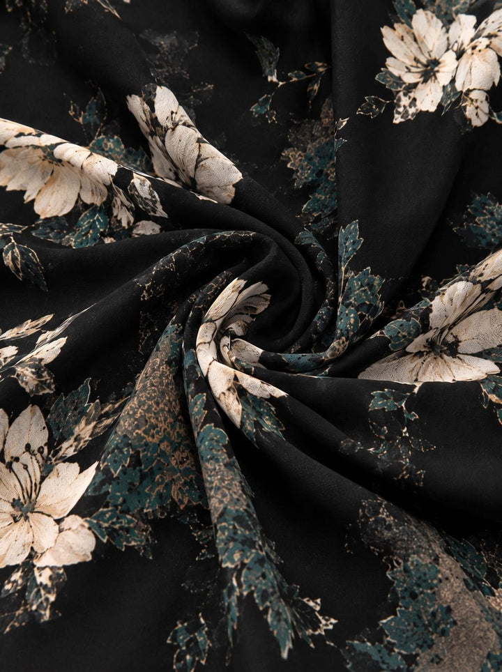 Women's Boho Black Floral Print High-Low Maxi Sundress