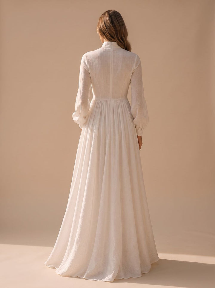 Women's Boho Long-Sleeve V-Neck Flowy Maxi Dress