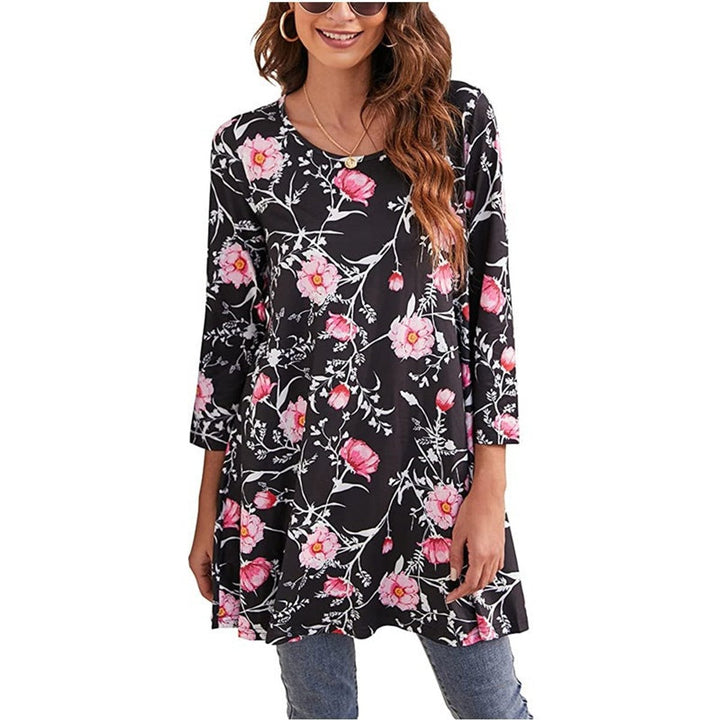 Women's Boho Mandala-Print Swing Tunic Top - A4