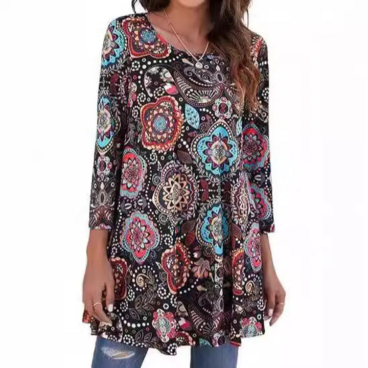 Women's Boho Mandala-Print Swing Tunic Top