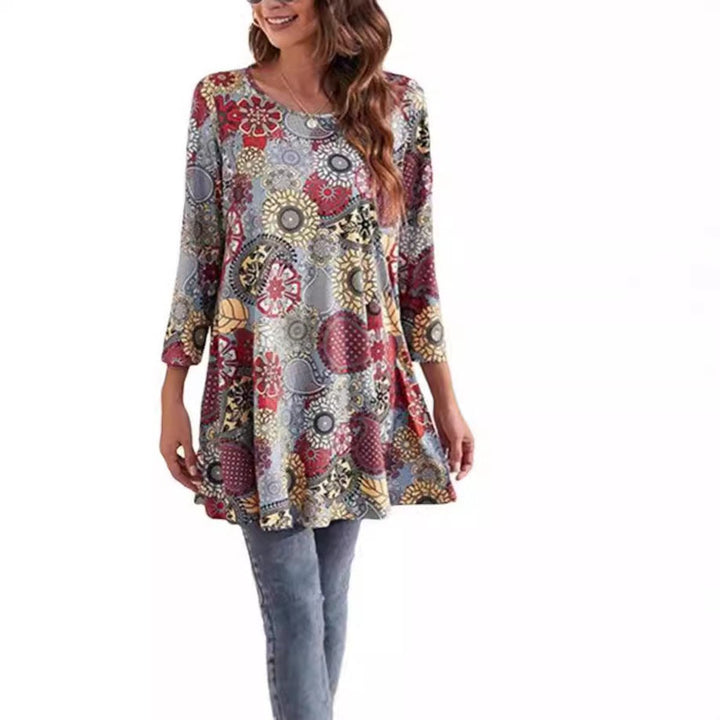 Women's Boho Mandala-Print Swing Tunic Top