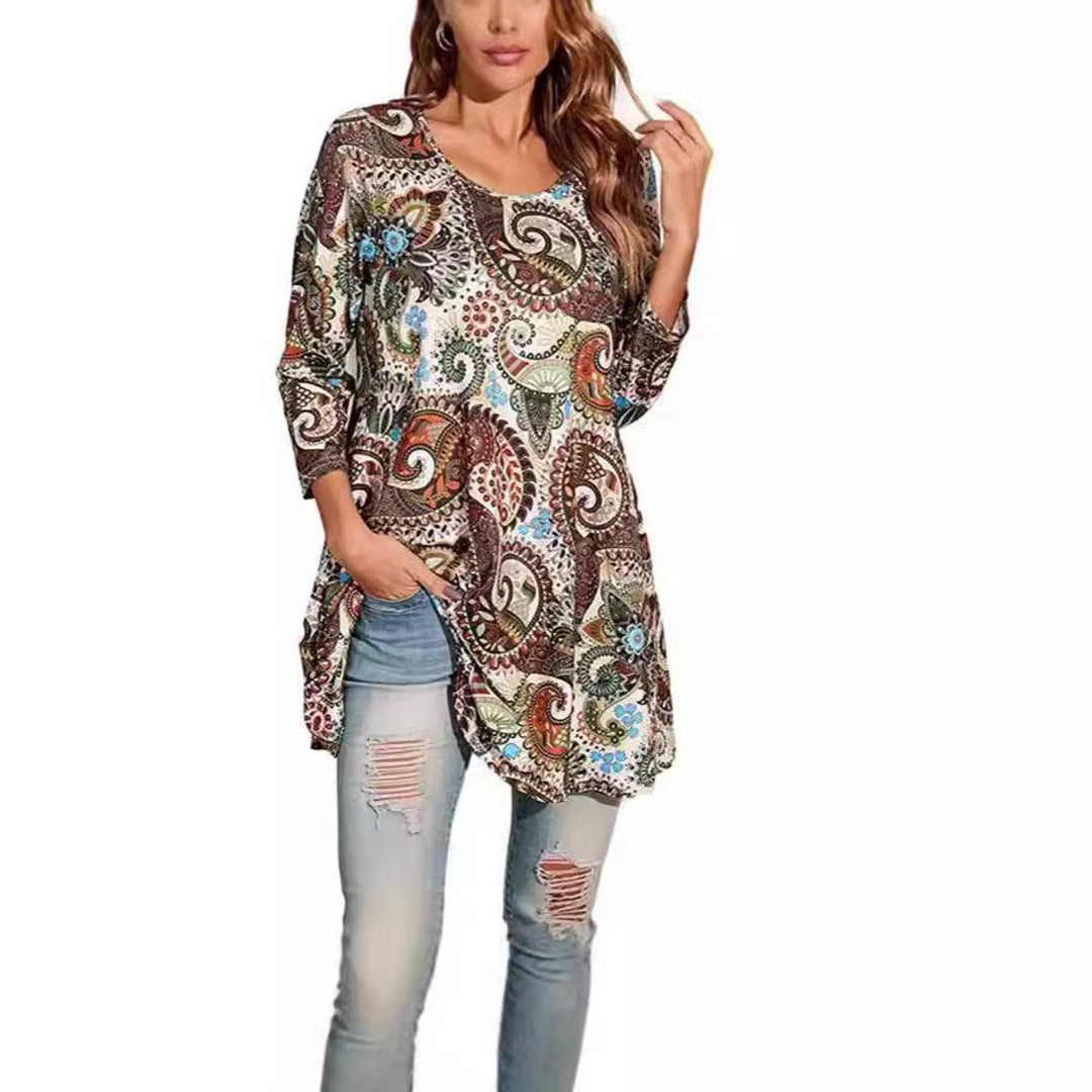 Women's Boho Mandala-Print Swing Tunic Top