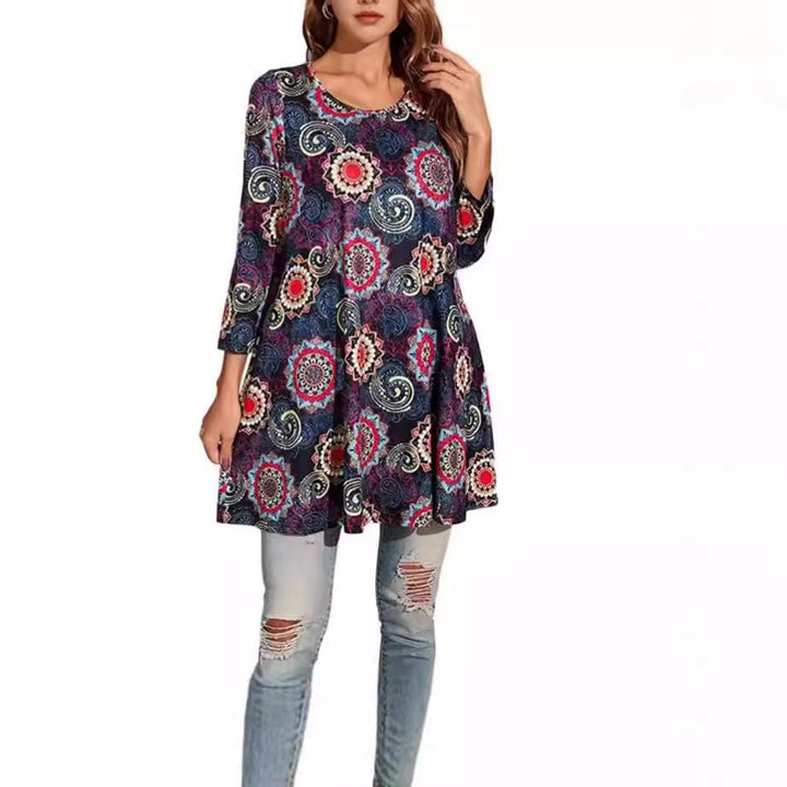 Women's Boho Mandala-Print Swing Tunic Top