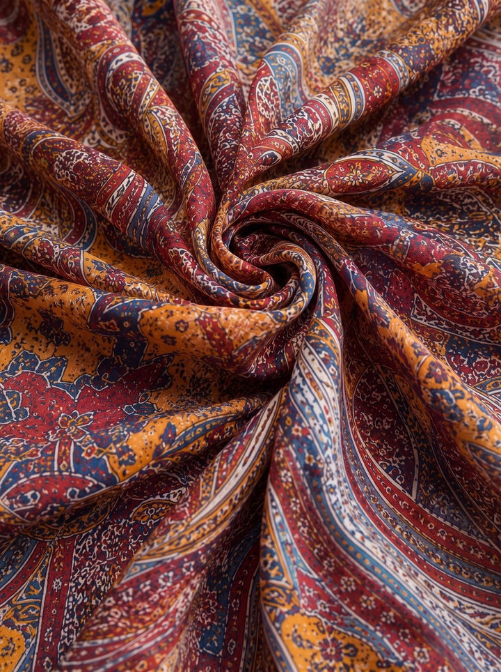 Women's Boho Paisley-Print Long-Sleeve Flowy Maxi Dress