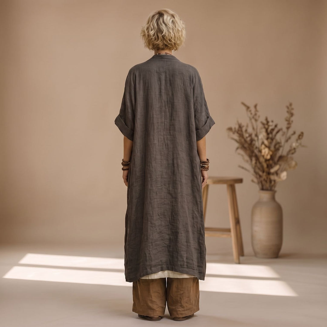 Women's Boho Tribal Print Three-Piece Linen Matching Set