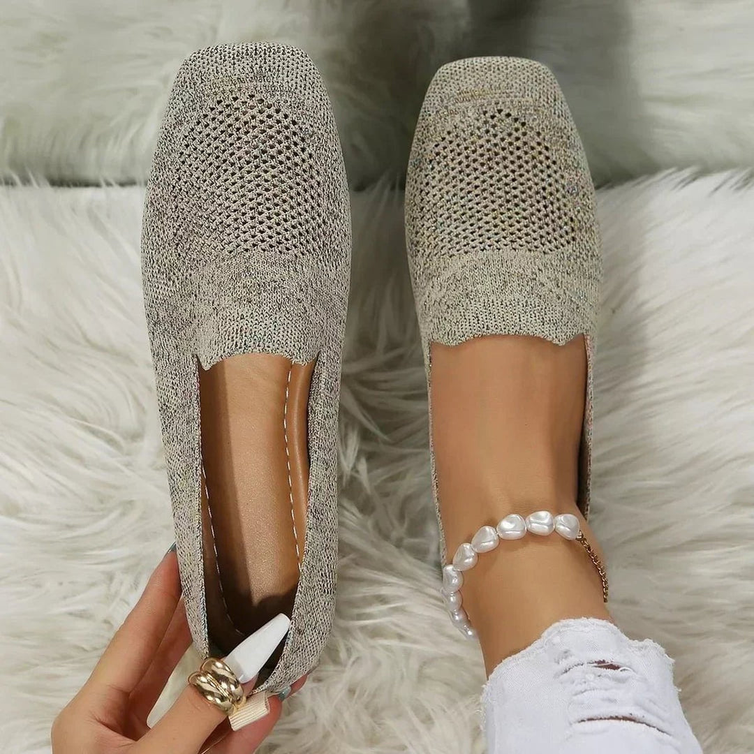 Women's Breathable Knit Slip-On Square-Toe Loafers