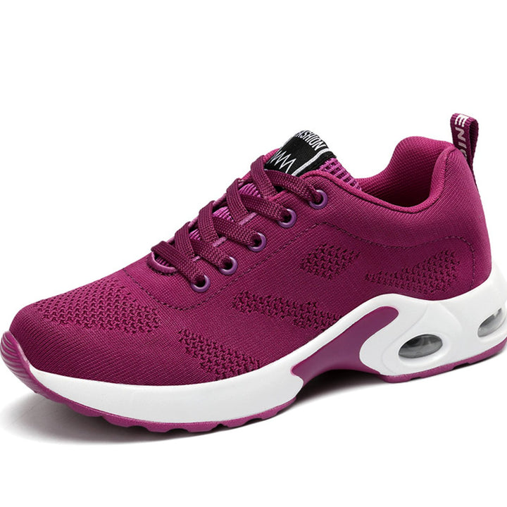 Women's Breathable Mesh Lace-Up Air-Cushion Running Shoes - Purple