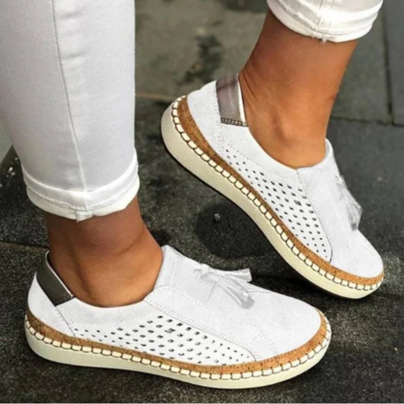Women's Breathable Perforated Slip-On Sneakers Arch Support - White (Almost sold out!)