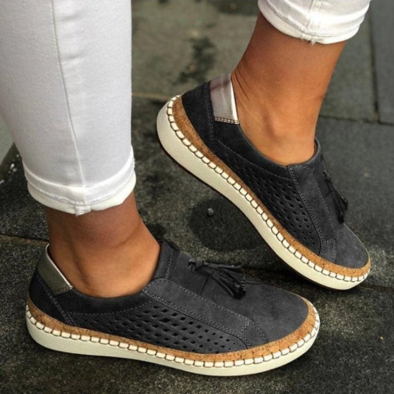 Women's Breathable Perforated Slip-On Sneakers Arch Support - Black (Almost sold out!)