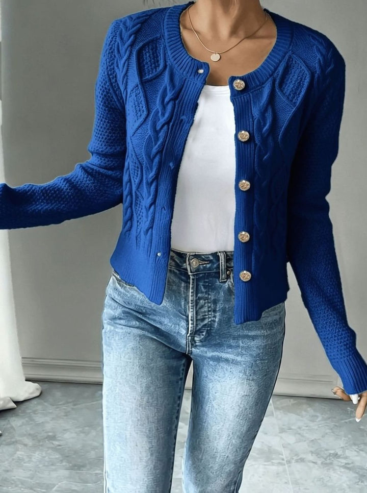 Women's Cable-Knit Button-Front Cropped Cardigan