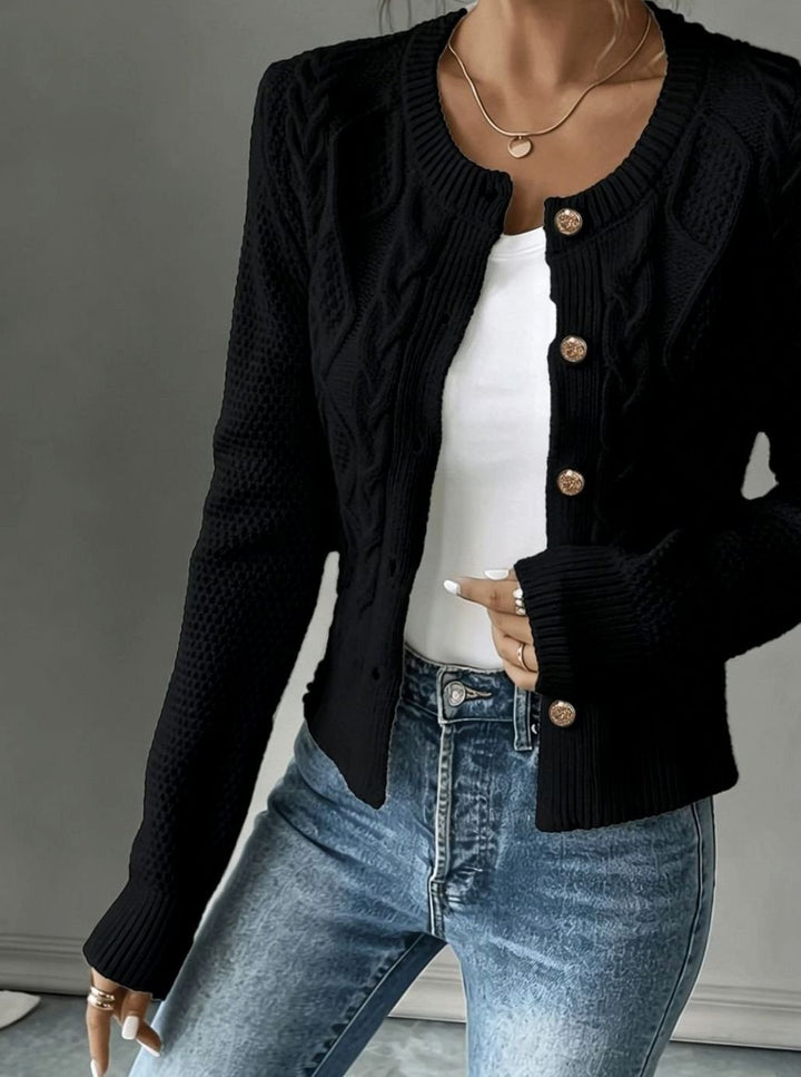 Women's Cable-Knit Button-Front Cropped Cardigan