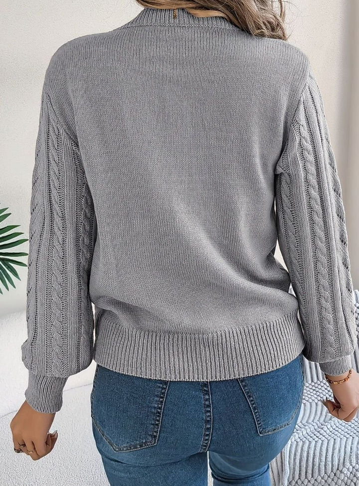 Women's Cable-Knit Openwork Round-Neck Sweater