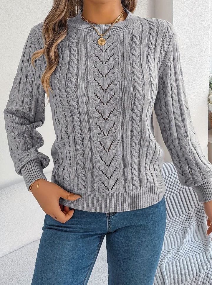 Women's Cable-Knit Openwork Round-Neck Sweater