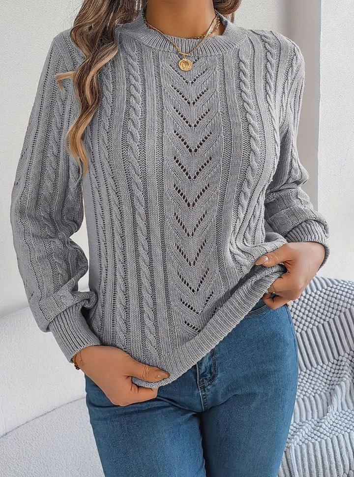 Women's Cable-Knit Openwork Round-Neck Sweater