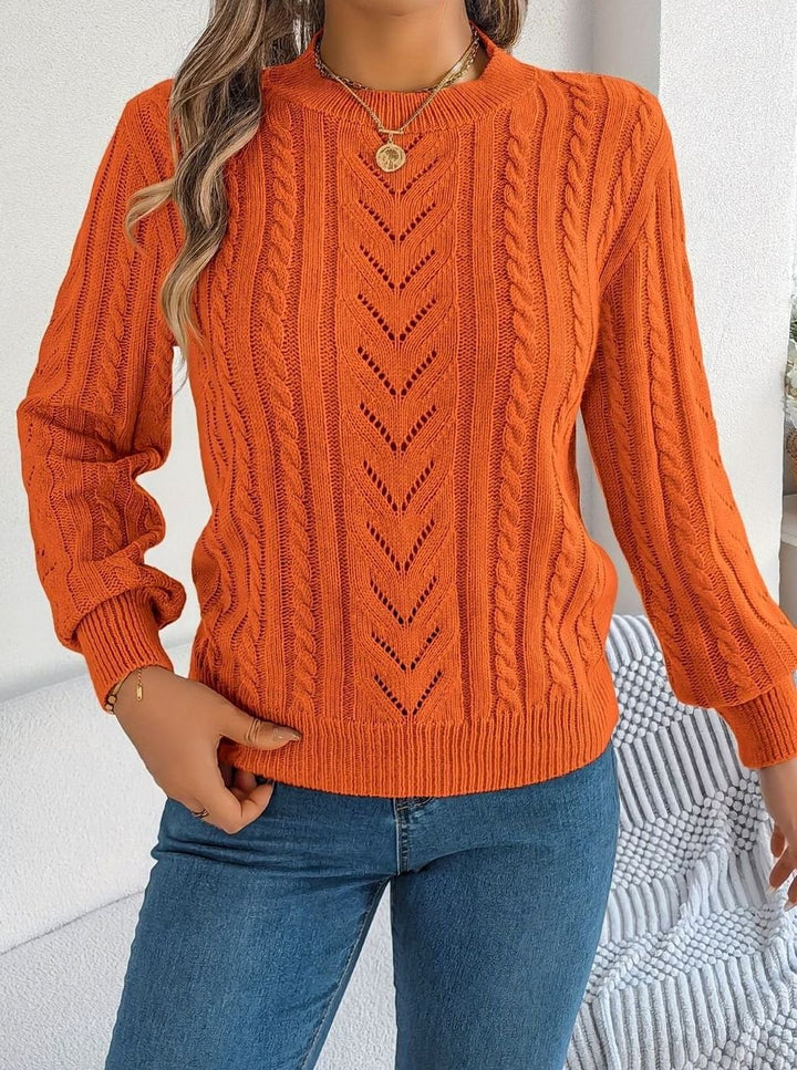 Women's Cable-Knit Openwork Round-Neck Sweater