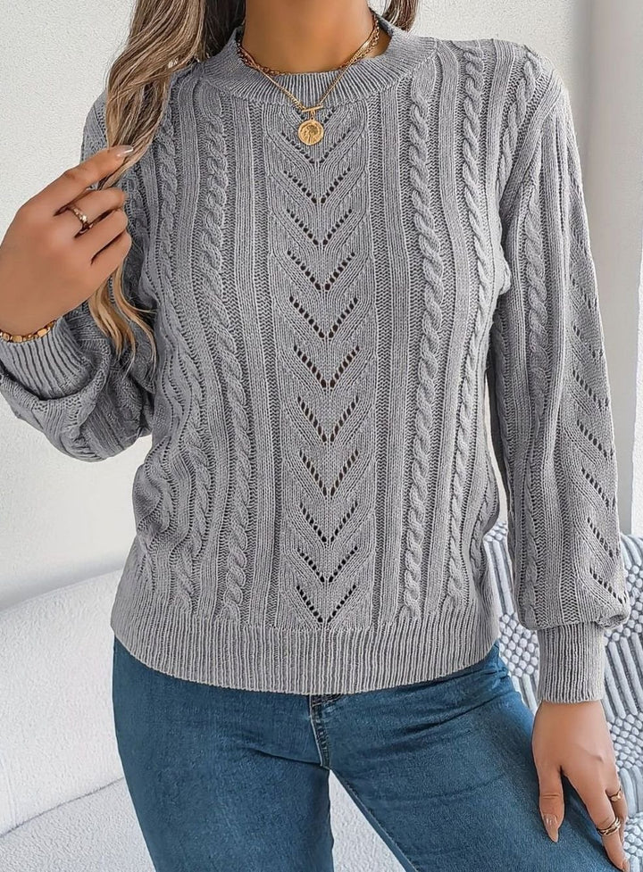 Women's Cable-Knit Openwork Round-Neck Sweater