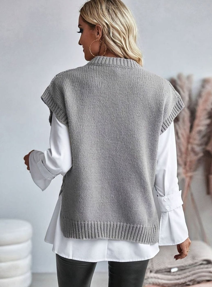 Women's Cable-Knit Relaxed-Fit Pullover Sweater Vest