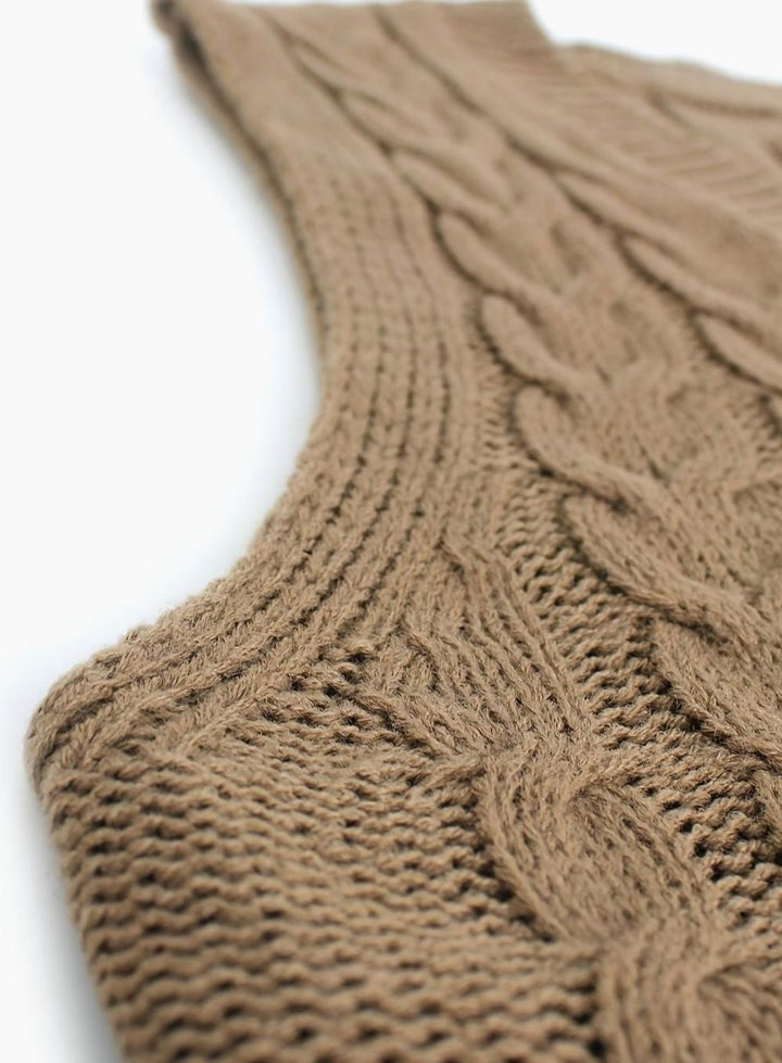Women's Cable-Knit V-Neck Sweater Vest Relaxed Layering Pullover