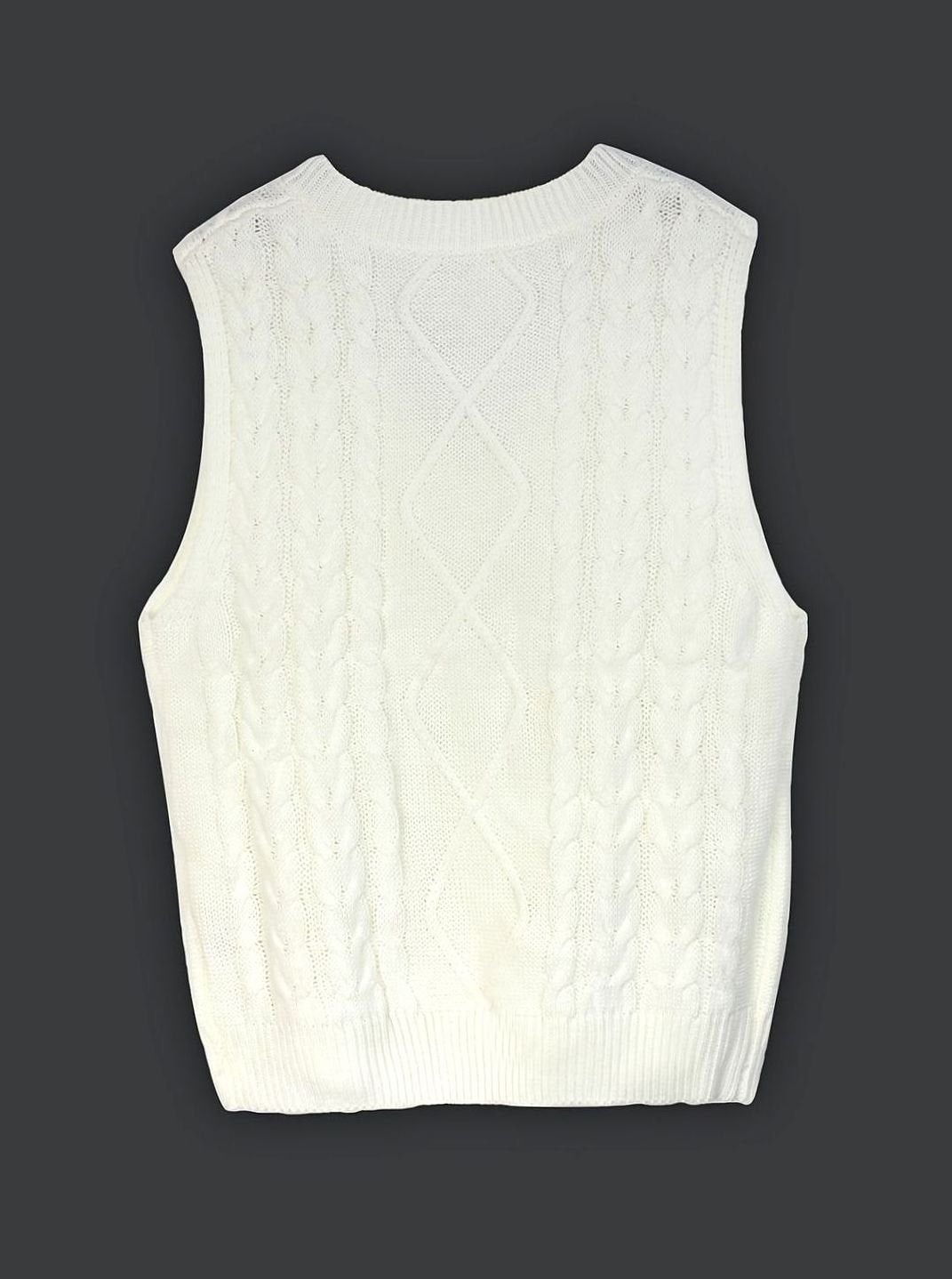 Women's Cable-Knit V-Neck Sweater Vest Relaxed Layering Pullover
