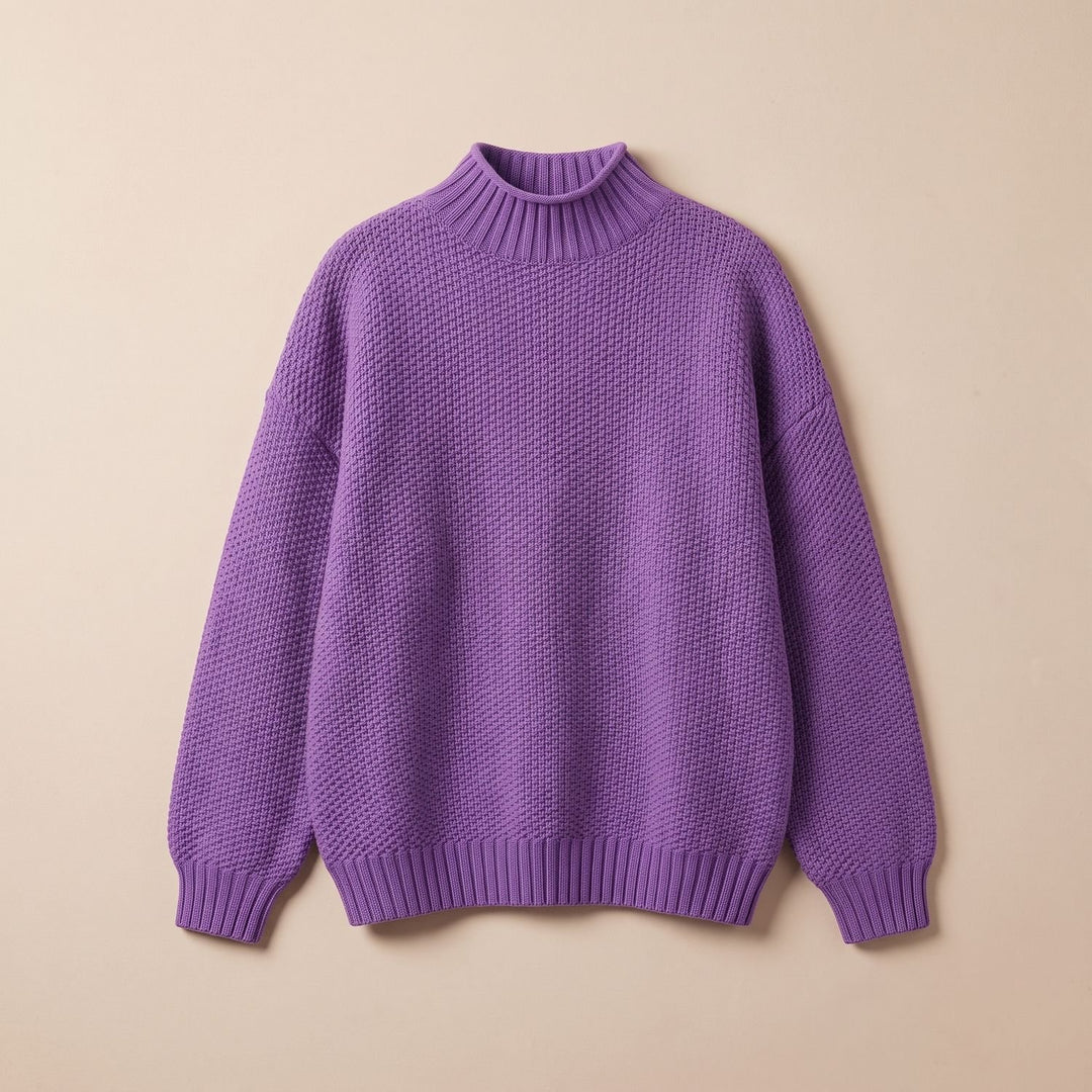 Women's Cashmere Relaxed-Fit Turtleneck Sweater - Purple