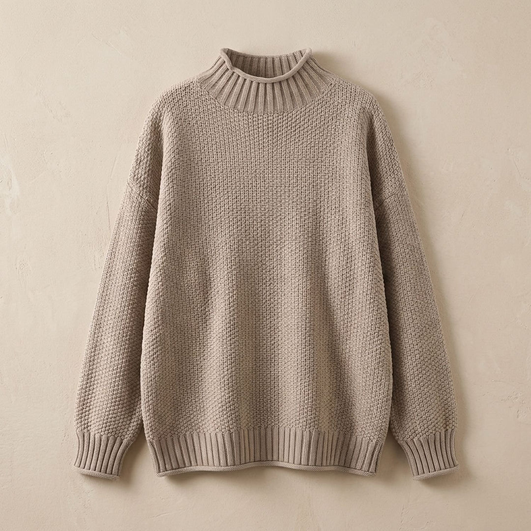 Women's Cashmere Relaxed-Fit Turtleneck Sweater - Khaki