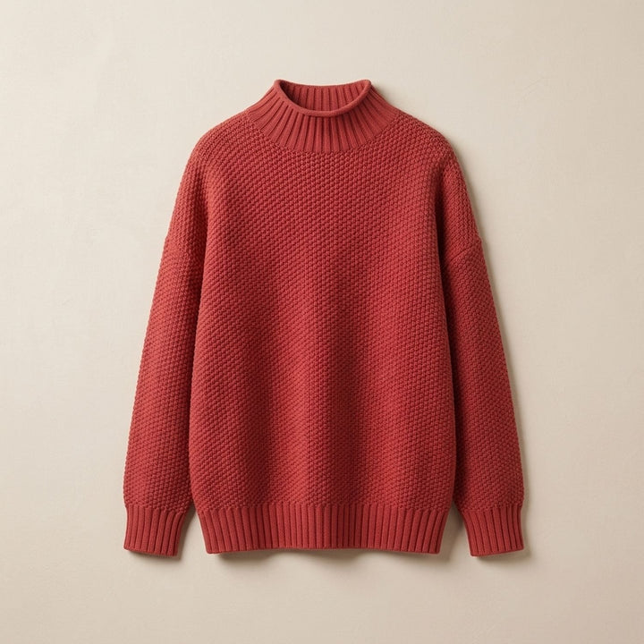 Women's Cashmere Relaxed-Fit Turtleneck Sweater - Red