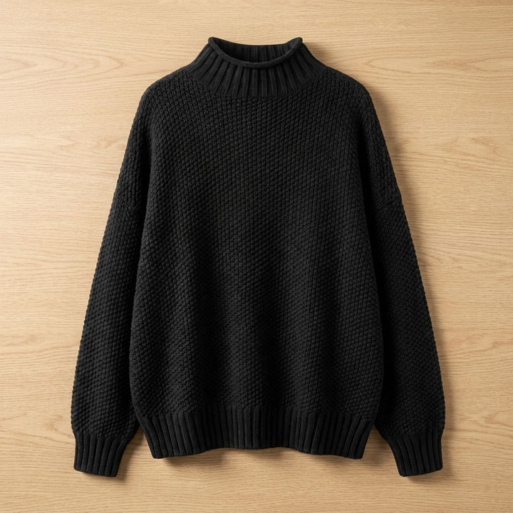 Women's Cashmere Relaxed-Fit Turtleneck Sweater - Black