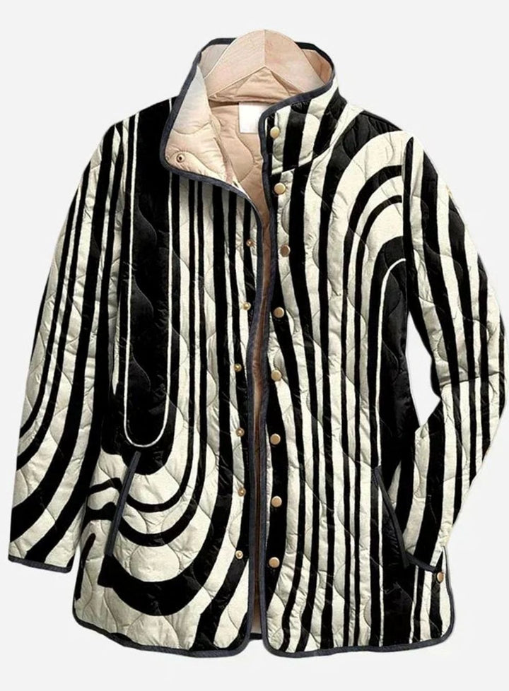 Women's Casual Quilted Jacket Abstract Geometric Print