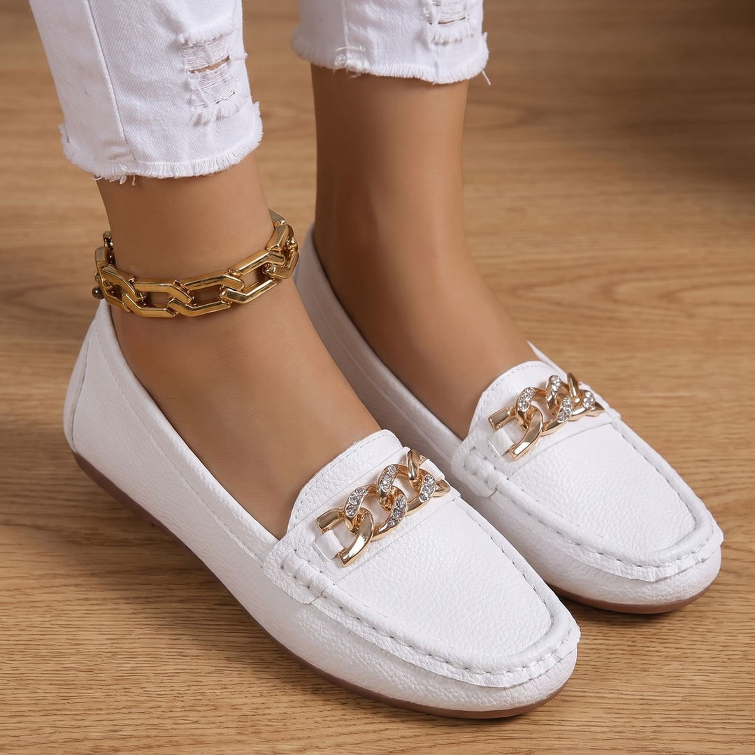 Women's Chain-Detail Slip-On Flat Loafers