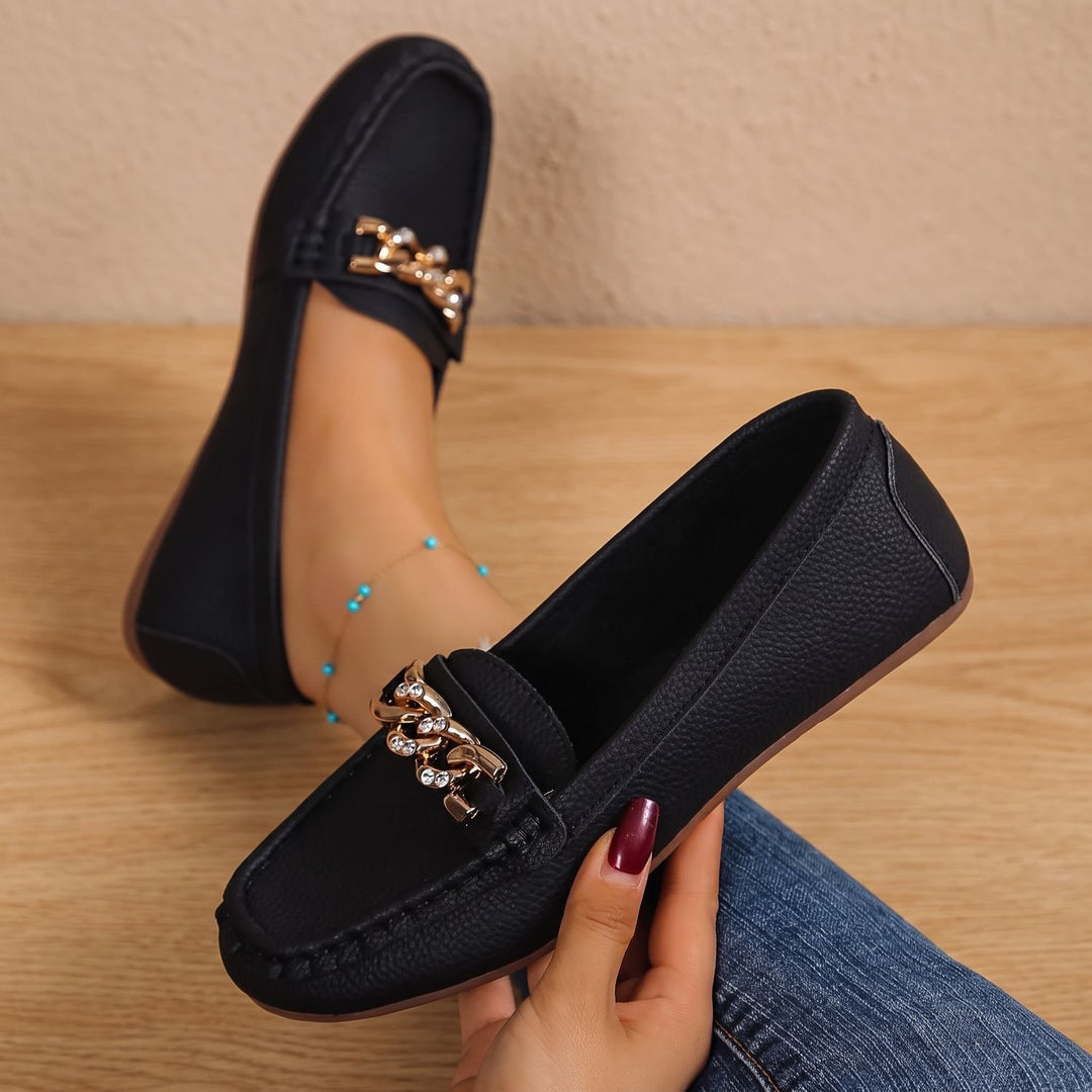 Women's Chain-Detail Slip-On Flat Loafers